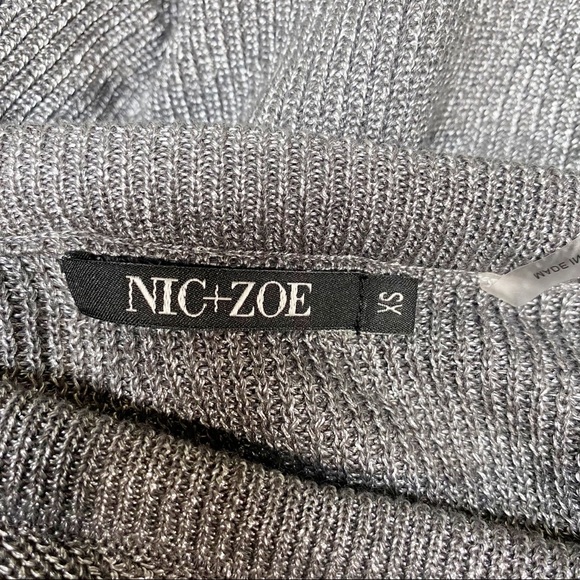 NIC+ZOE Silver Pullover Sweater, Black Ribbon Ties - Picture 4 of 9